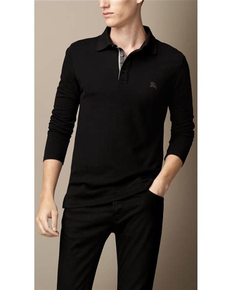 all black burberry polo|Burberry long sleeve polo men's.